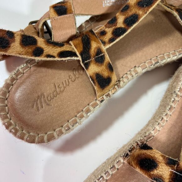 🤎 Madewell Malia Espadrille Leather Upper Calf Hair Leopard Sandals size 9.5 - Picture 5 of 8